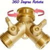 1pc, Garden Hose Y Valve Hose Splitter Brass Hose Splitter With Solid Brass Handle Brass Y Valve 