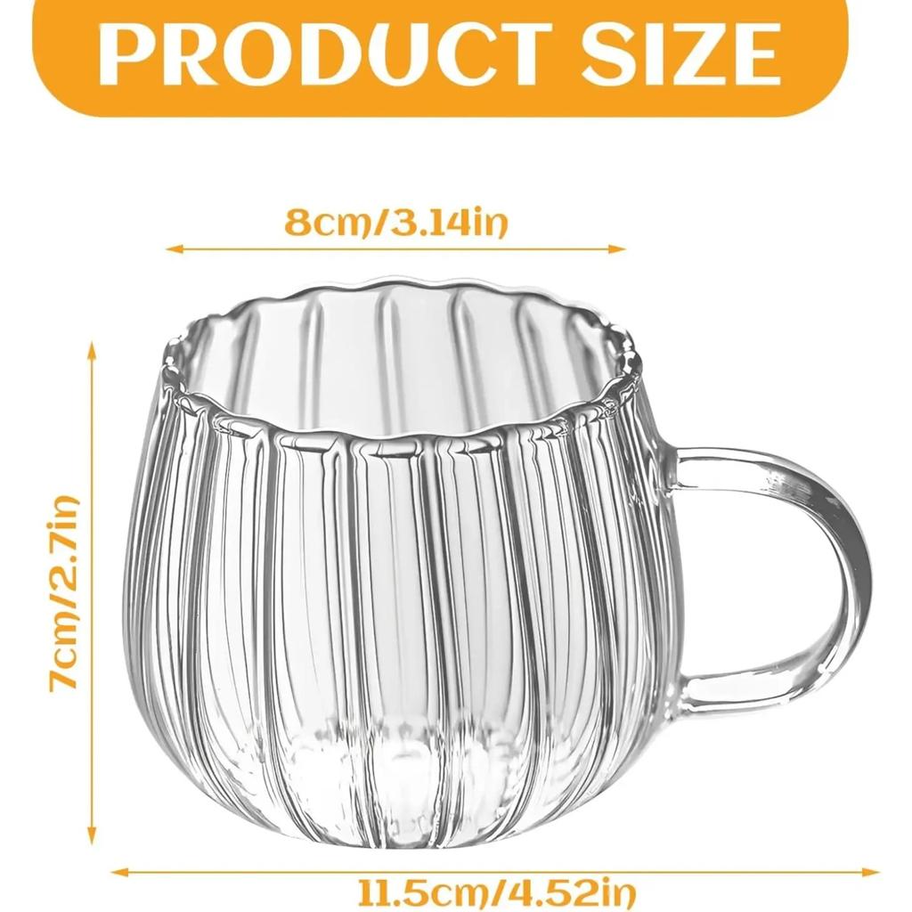1pcs Glass Cups Vertical Stripe Water Cup 400ml/13.5oz Coffee Mugs Drinking Glasses Flowers Tea Cup Heast Resistant Drinkware