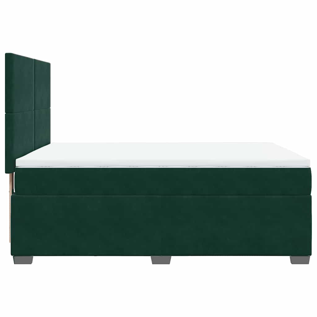 Box Spring Bed with Mattress Dark Green 160 x 200 cm Velvet