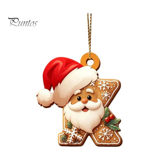 Christmas Tree Gingerbread Letter Ornaments 2D Flat Acrylic Ornaments, Pendant with Santa Claus, Personalized Alphabet Keepsake for Friends