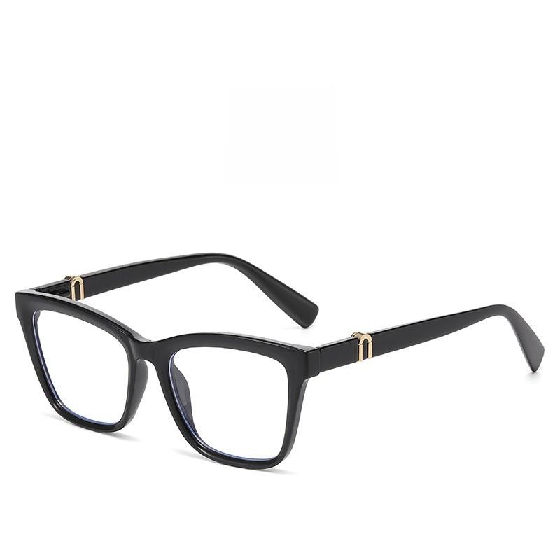 

Classic Retro Cat Eye Flat Light Glasses With Blue Light Protection For Fashion Women Black
