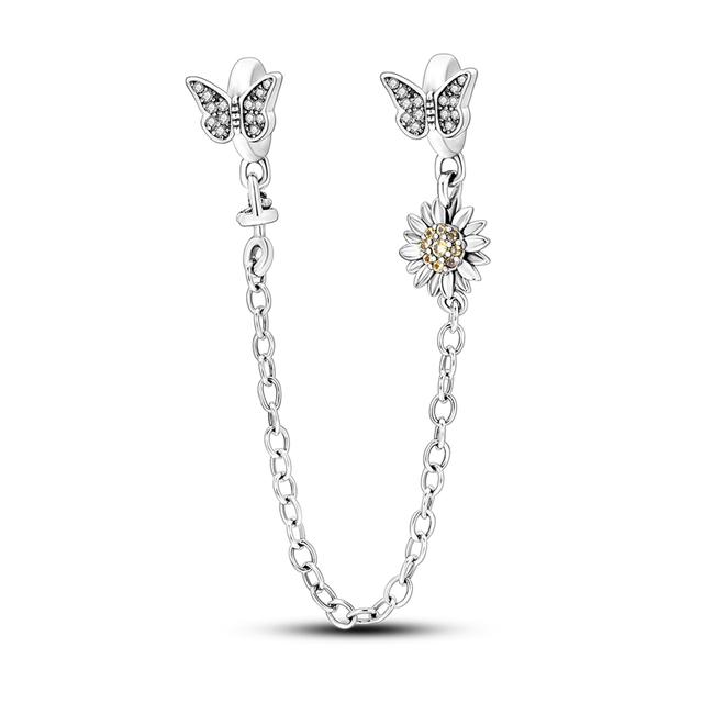 Nový 925 Sterling Silver Sparkling Pav éCrown O Tree Bezpečnostní řetízek Přívěsek Korálky Temperament Náramek Ženy Šperky Dárek