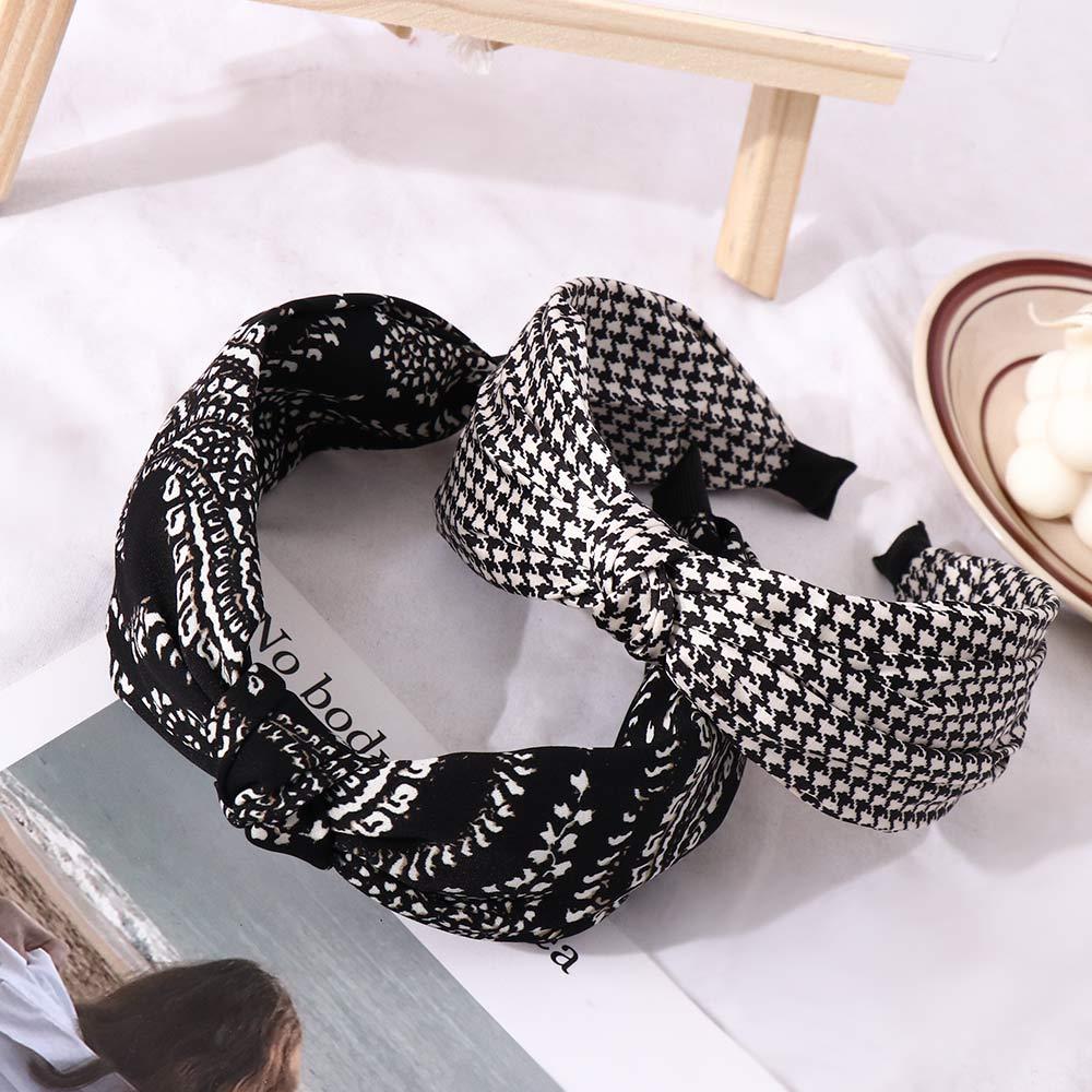 Lattice Non Slip For Girls Flower Knot Headband Korean Head Wrap Women Hair Hoop Grid Hairbands
