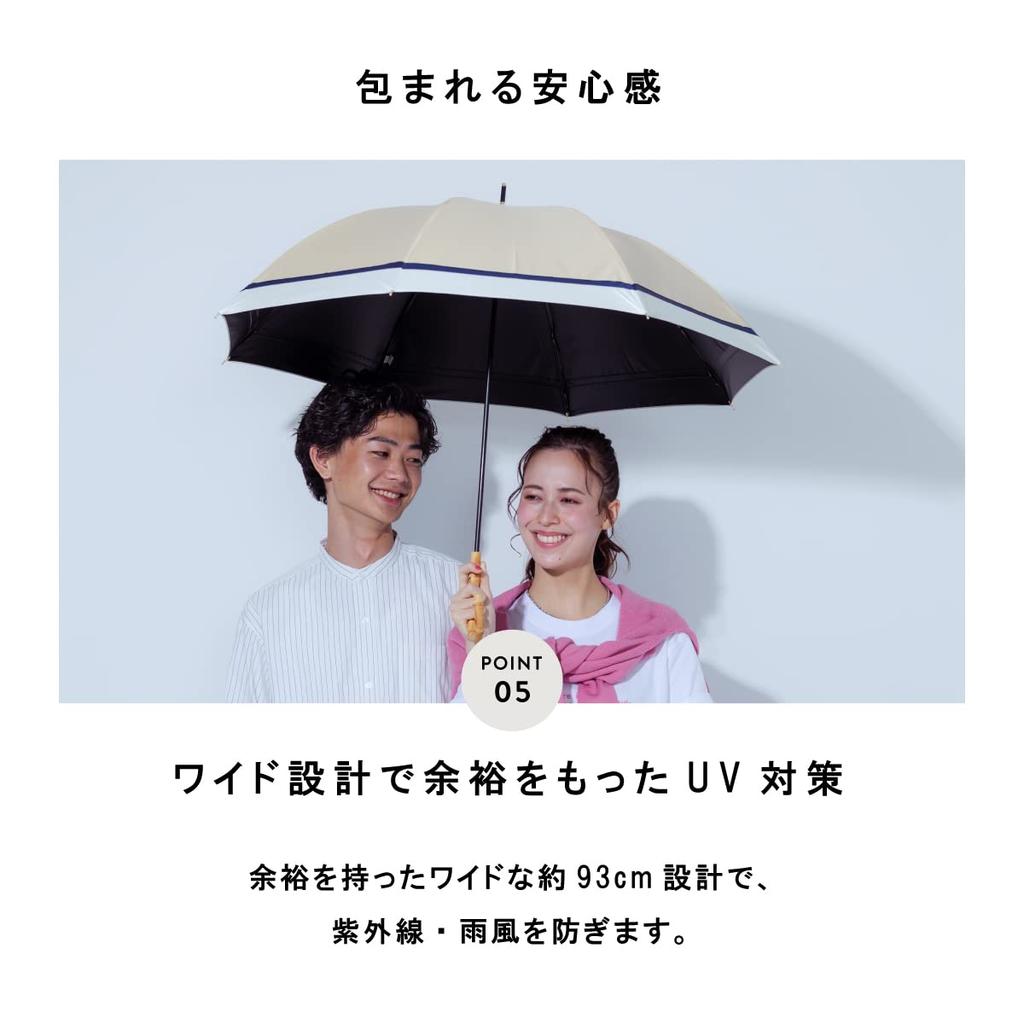 Assa Complete Long UV Heat For Sunny and Rainy Arched High Fiberglass Bamboo FLL Parasol, Shading, Women's, Umbrella, 100% Protection, Lightweight,