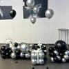 100Szt Balony Metaliczne  Lateksowe Srebrne I Czarne Duże  30Cm Chrom Urodziny