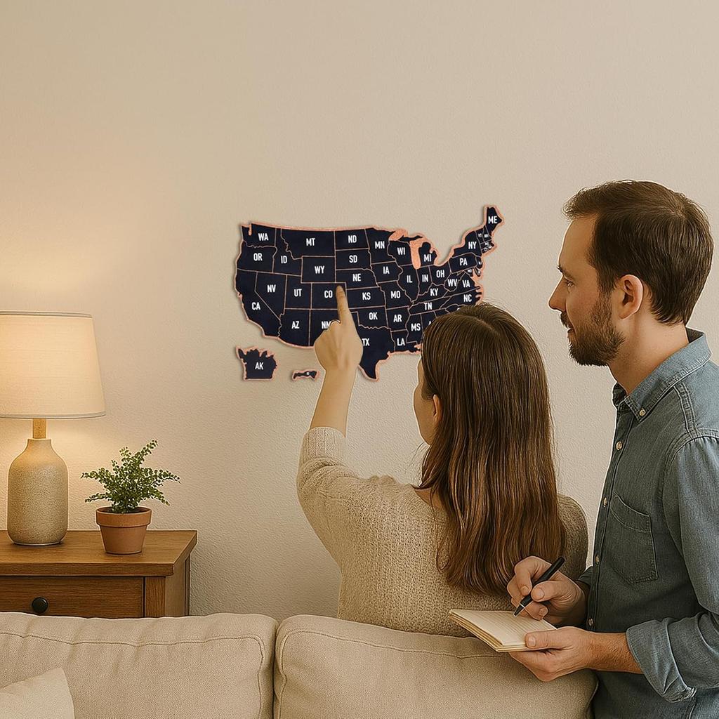 YCCYYCCY Frameless Cork Board Map of The United State, 14" X 11" Bulletin Boards for Walls, Travel Tracker Map for Office, School and Home