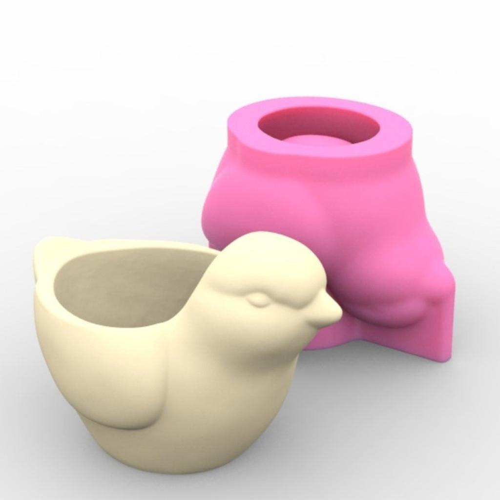 Creative Bird Shaped Cement Planter Silicone Mold for Flower Pots Pen Holder Casting Mold for Garden Decoration