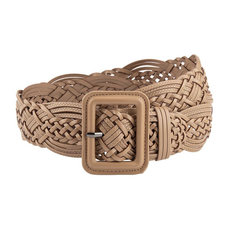Hand-woven Non-hole Women's Wide Belt with Casual Dress with Belt Decorative Women's Waist Seal