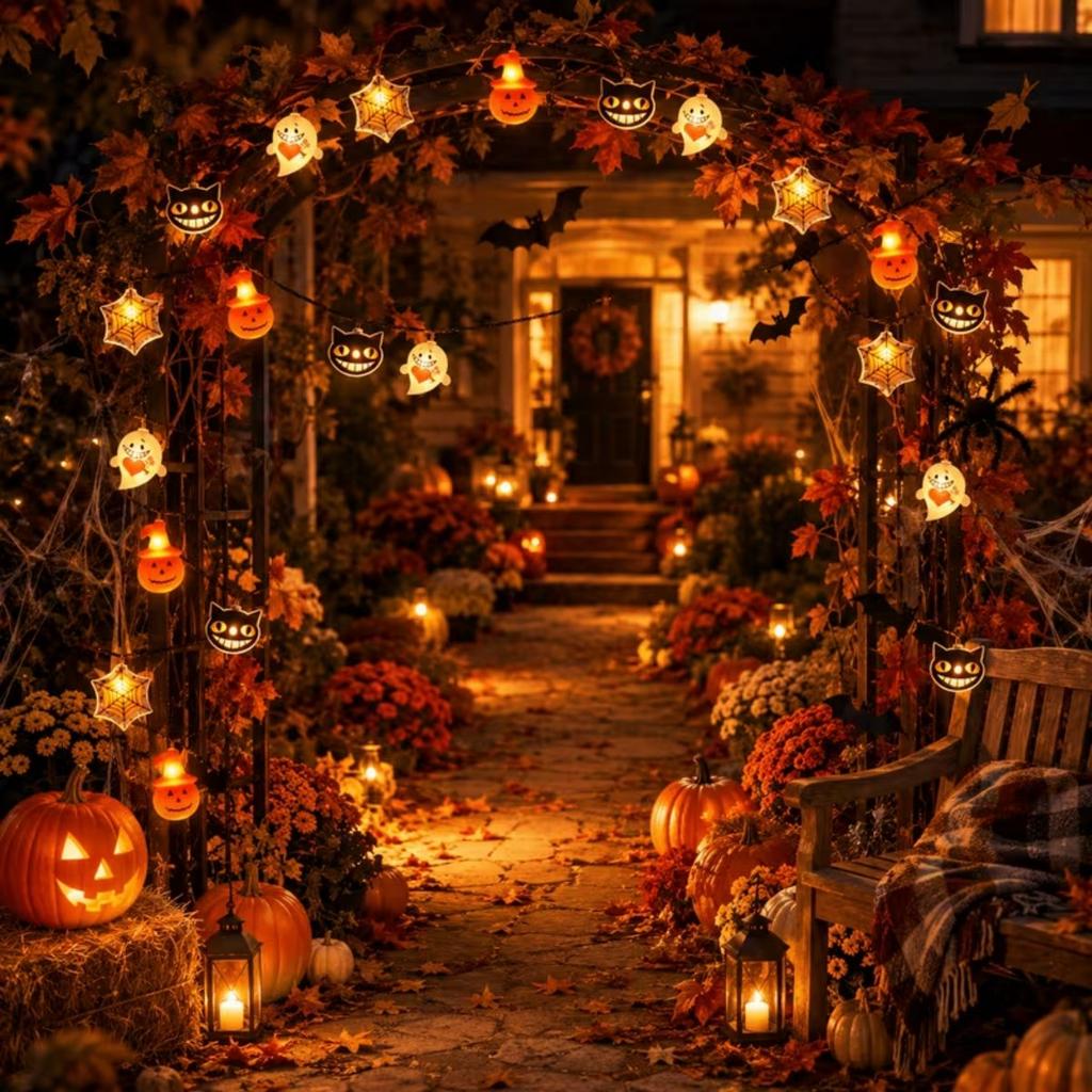 Xiaomi 1PC 10/20LED Halloween String Lights Pumpkin Ghost Spider Web Cat Atmosphere Lights Ideal for Indoor Outdoor Window Porch Decor
