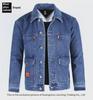 Verdickter, winddichter Wintermantel aus Denim und Samt für Herren, warm und verschleißfest, große Größen erhältlich