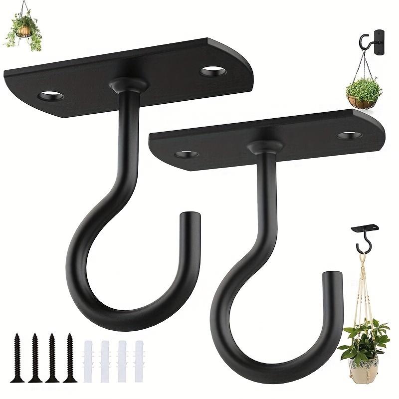 2Pcs Black Ceiling Hooks, Suitable For Plants, Bird Feeders And Decorations - Easy-To-Install Wall-Mounted Hangers, Suitable For Lamps, Lanterns