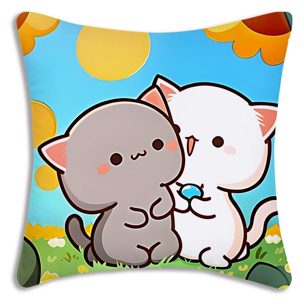Cute PeachS And G-GomaS Pillow Covers Cartoon Sofa Decorative Home Double-sided Printing Short Plush Cute Cushion Cover