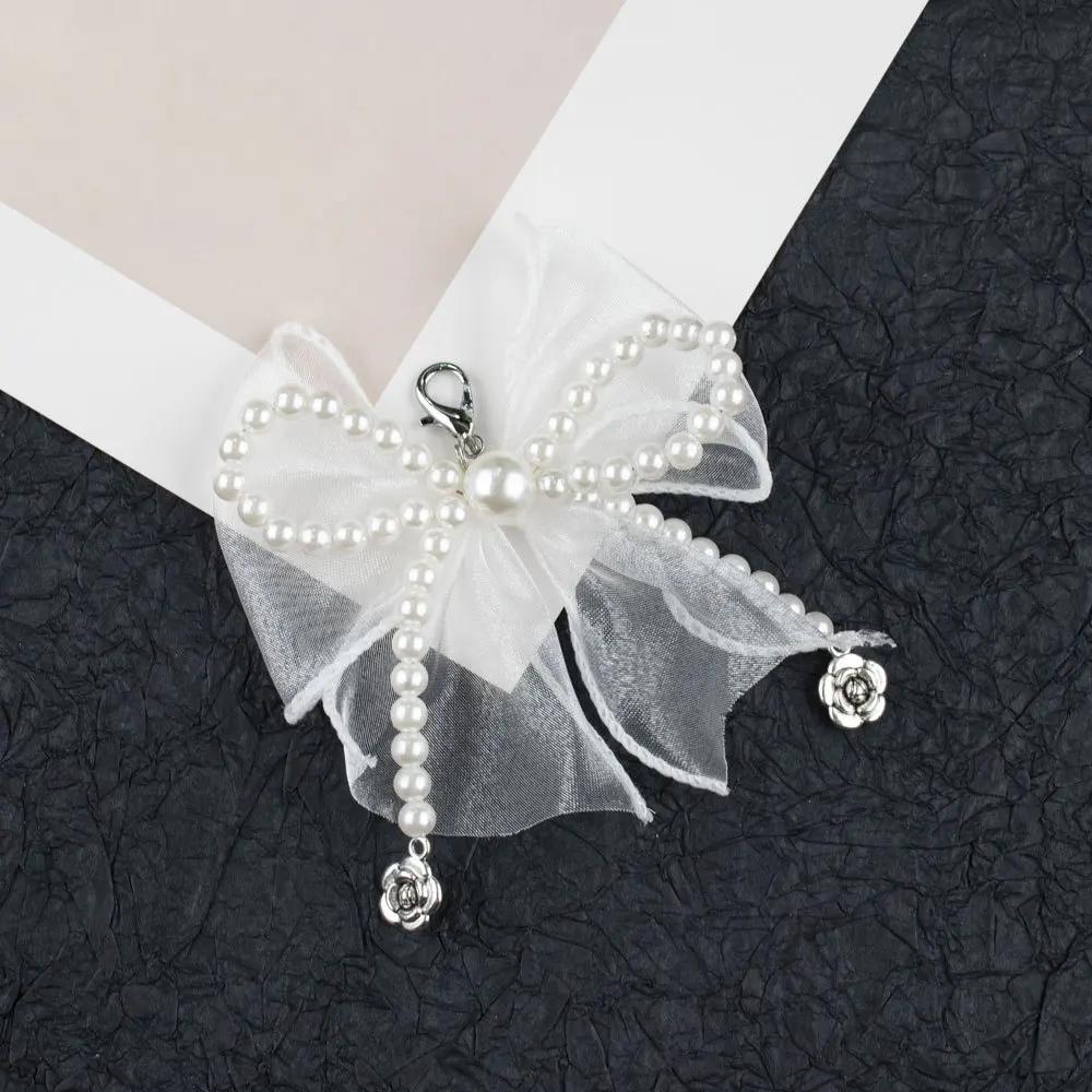 NEW Pearl Bow Shoe Charm Accessories Shoe Laces Charms for Sneakers Decorative Silk Ribbon Metal Pendant Shoe Decorations 1Pcs