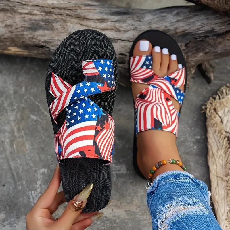 Neue Damen Casual Stilvolle Übergröße Flache Sandalen, Neue Damen Modische Casual Flache Hausschuhe