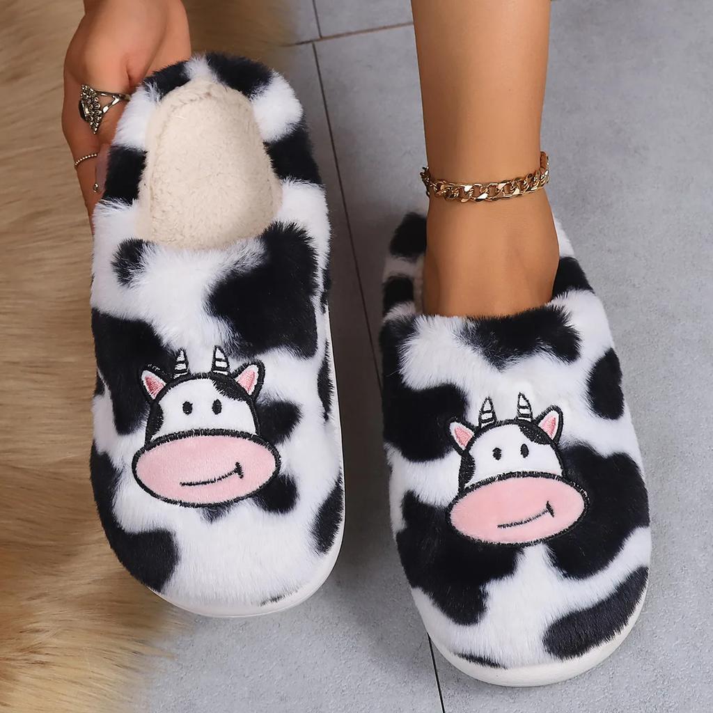 Shoes for Men Slippers Men Women Couples Autumn Winter Cute Animals Girls Warm Cartoon Milk Cow House Shoes Funny Shoes