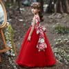 Girls' formal dress: long-sleeved lace puff-skirted princess dress for older children – perfect for emcees and performances