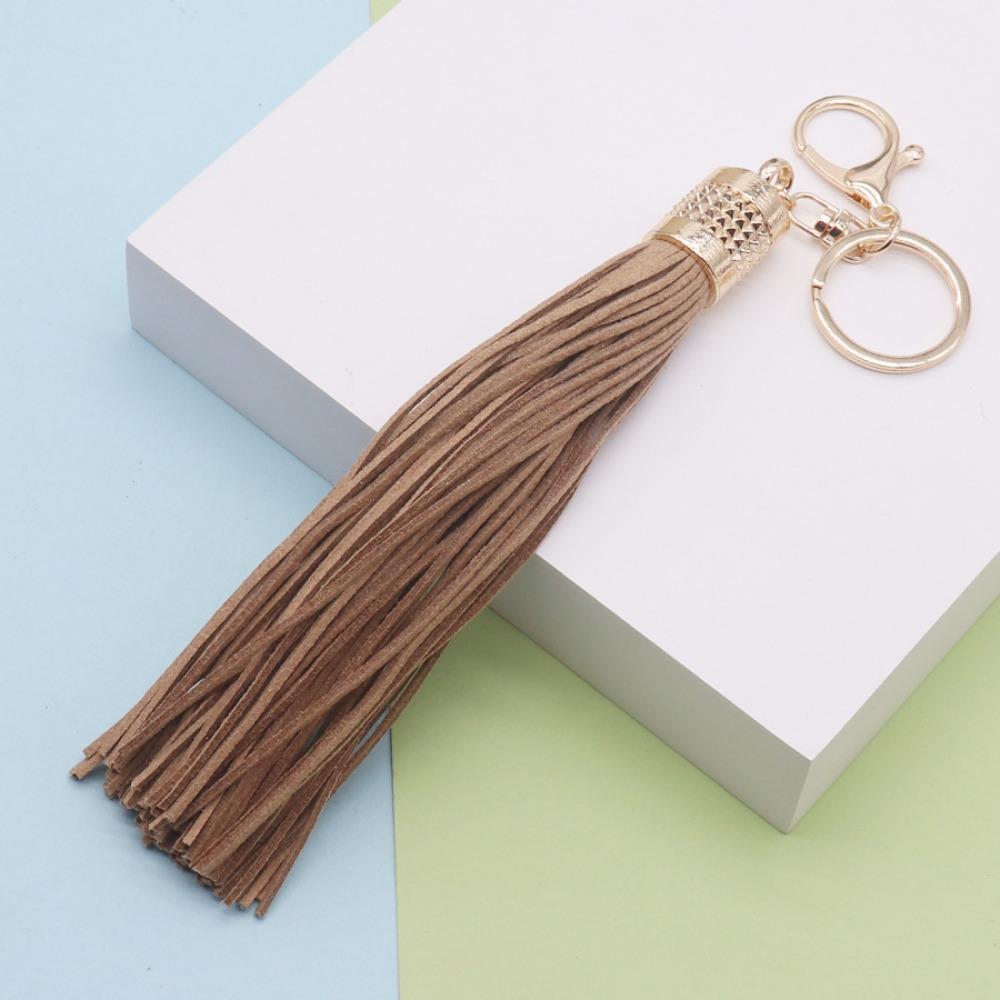Cute Hanger Leather Tassel Keychain Alloy Pu Car Keyring Fashion DIY Bag Charm Men