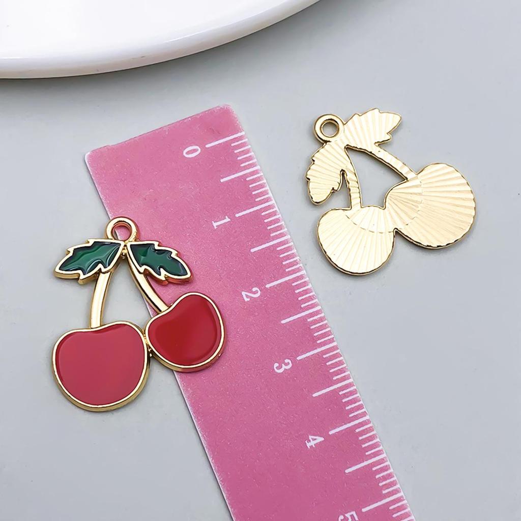 Red Cherry & Apple Fruit Pendant for DIY Jewelry: Bracelets, Earrings, Keychains