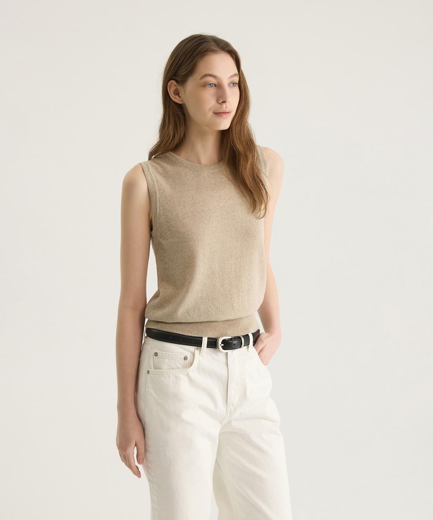 Oteumilkape Linen Sleeveless Knit - Oatmeal