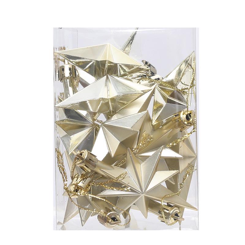 

Елочные украшения в виде восьмиугольной звезды, цветной гальванический пластиковый декор. 12 per box шампанского