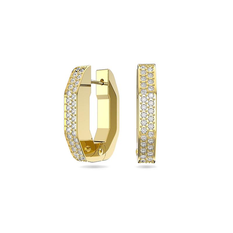 Swarovski Dextera Octagon Large Hoop Earrings Small Gold Tone 5626084