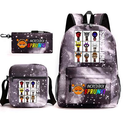 Новый рюкзак Rhythm Box Sprunki, школьная сумка для студента, набор из трех предметов, повседневная сумка через плечо, пенал D