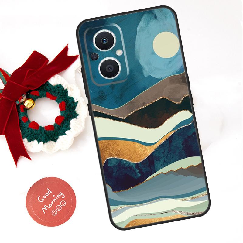 Gold Landscape Painting Funda For OPPO Reno 14F 14 13 12 11 10 Pro 11F 12F 13F 7 8 Lite OPPO Find X8 X5 X9 Pro Case