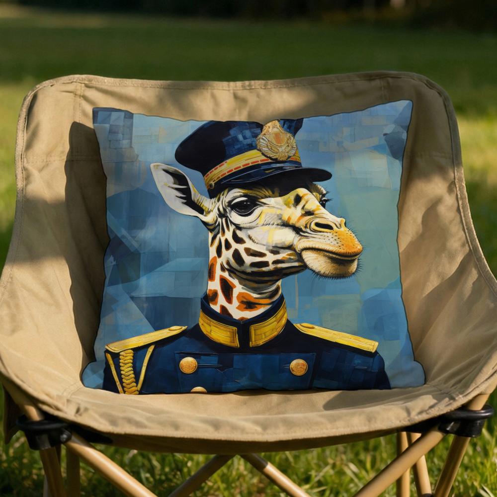 Retro Dressed Up Giraffe Cushion Cover Soft Reversible  Durable Pillow Cover  MultiScene Use for Home  Car Daily Comfort