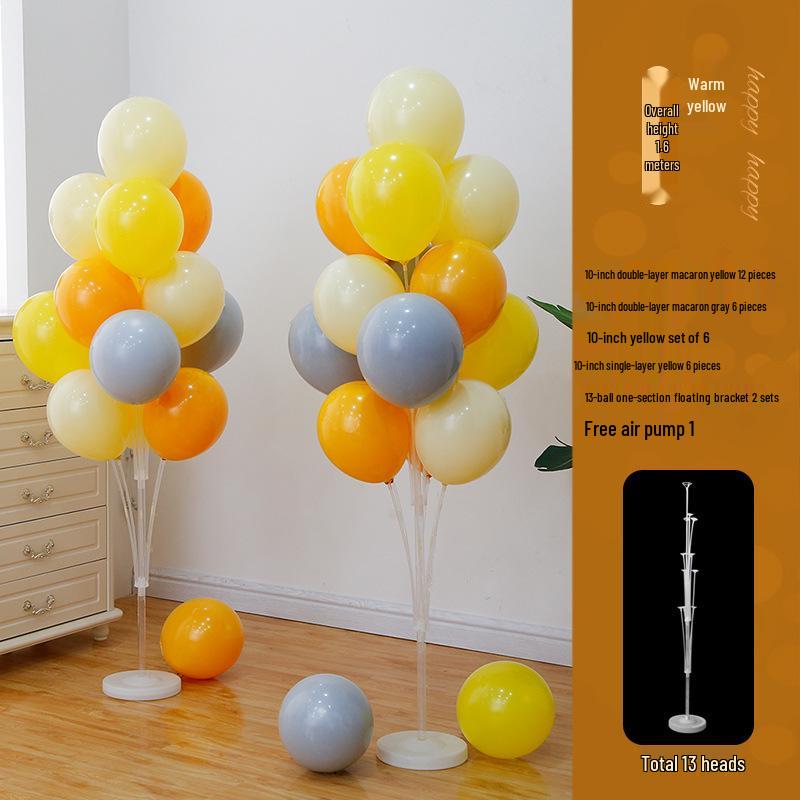 Anniversary & Birthday Balloon Column Decorations: Event Scene Layout with Floor and Background Balloons