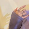 Geometric Unique Purple Zirconia Ring Set For Women Featuring Trendy Adjustable Design For Wear Everyday