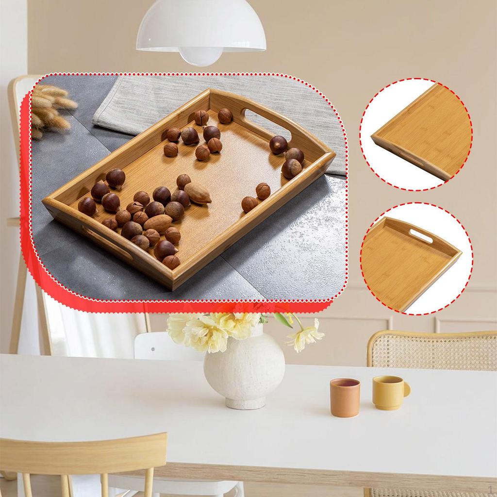 Bamboo Serving Tray Breakfast BBQ Party Buffet Platter for Lunch Dinner Appetizers