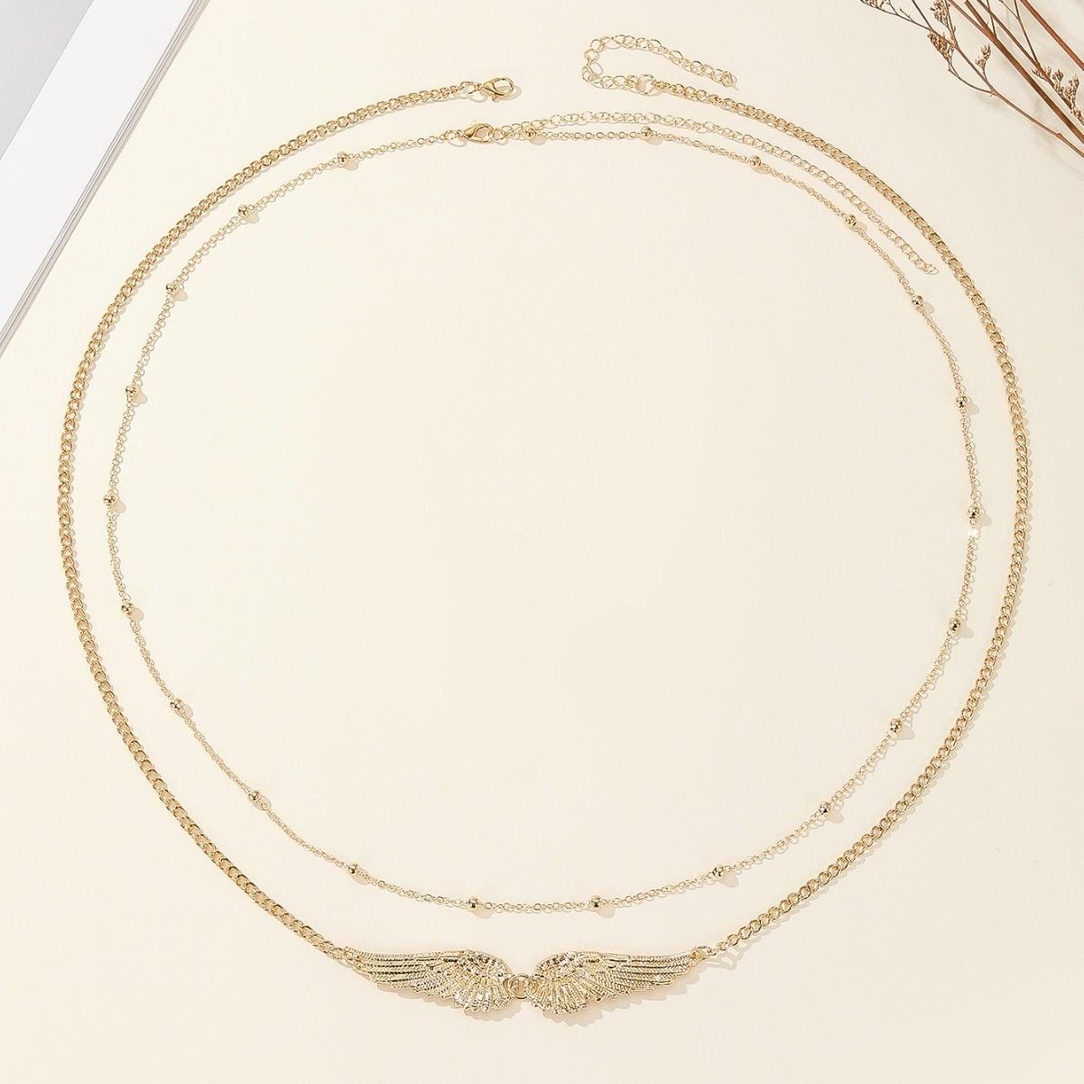 

Sexy Metal Wings Waist Chains for Women New Trendy Gold Color Double Layer Beaded Body Waist Chain Beach Party Jewelry Gifts золотой