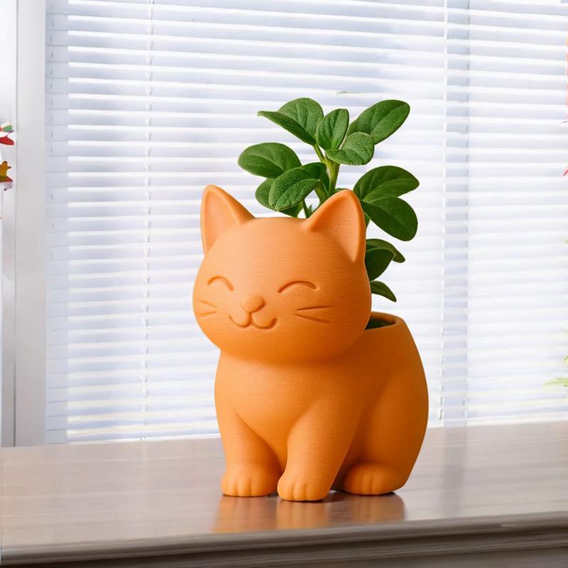 

Cat Planter Cute Cat Flower Pot with Drainage Holes 3D Printed Small Plant Flowerpot Animal Home Decoration for Cactus Bonsai China Mainland
