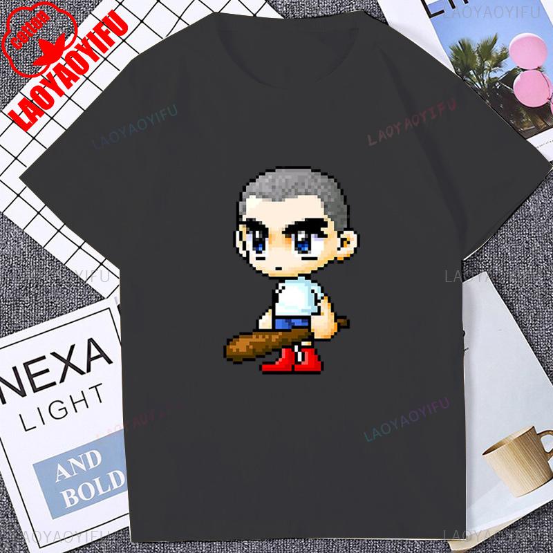 Vintage Pixel Game Style MapleStory Kawaii Printed TShirts Korea Style Buddy Personalize Homme T Shirt Cotton Y2K Otaku Clothing