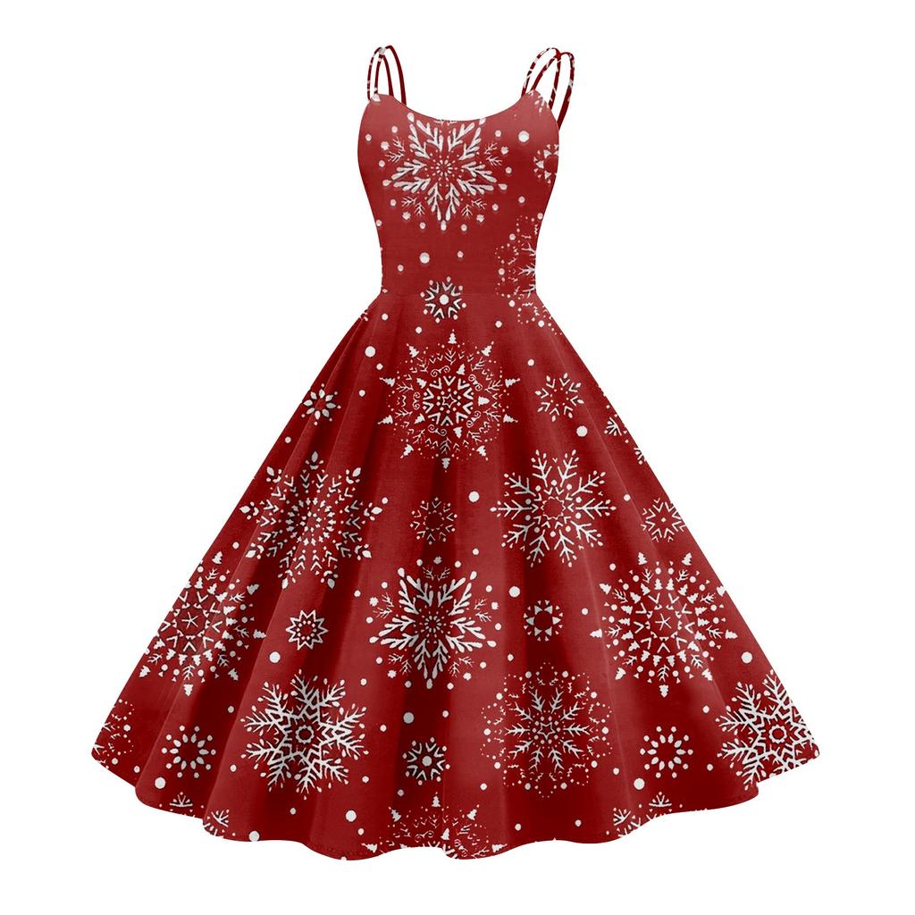 Women's Fashion Sexy Strapless Gothic Cocktail Christmas Graphic Printed Vintage Long Dresses