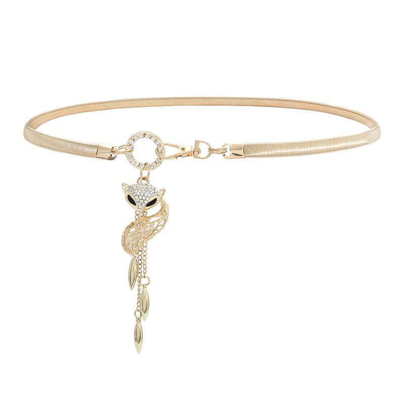 French Fox Pendant, Small Fragrant Style Metal Waist Chain, Multi-Thin Belt, Women'S Matching Dress Belt.