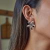 Gold Color Flower Stud Earrings Hollow Solid Retro Fashion Stainless Steel Jewelry for Women Unique Statement Trendy Accessories
