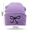 Y2K Bow Embroidered Knitted Hat Autumn And Winter Warm Women Beanies Cap Korean Fashion Solid Color Female Girls Skullcap Bonnet