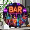 Neon Bar Cocktail Themed Round Metal Tin Sign Vintage Pub Wall Decor Art Plaque