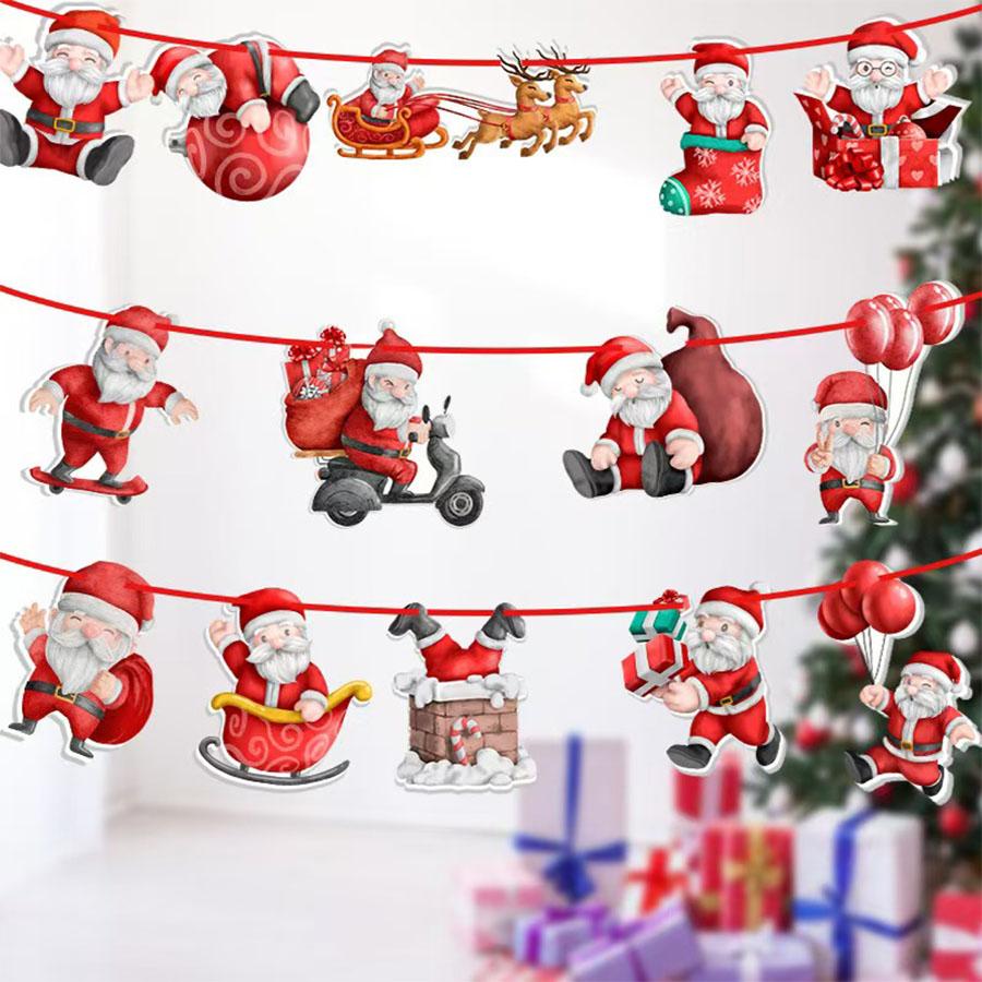 2025 New Christmas Decorations: Santa Claus, Flag Pulling, Party Atmosphere, Decorations, Christmas Scene Decorations