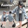 Big Girls' Fashion-Forward Distressed Denim Shirt Jacket - Spring/Autumn 2025