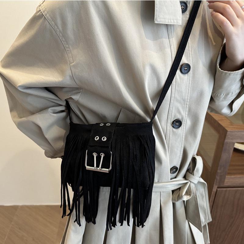 Modna Torba na Ramię z Frędzlami Niszowa Wszechstronna Retro Torba Crossbody Mała Kwadratowa Torba Prezent Urodzinowy Torba na Ramię Wysokiej Jakości Torba KTB