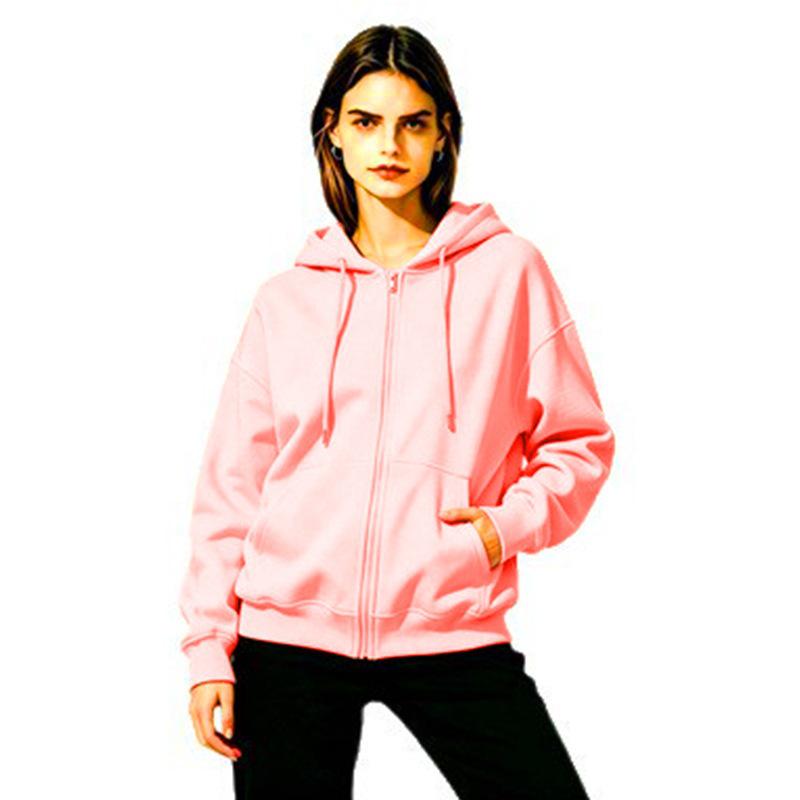 Colorful Loose Fit Zipper Hoodie Sweatshirt