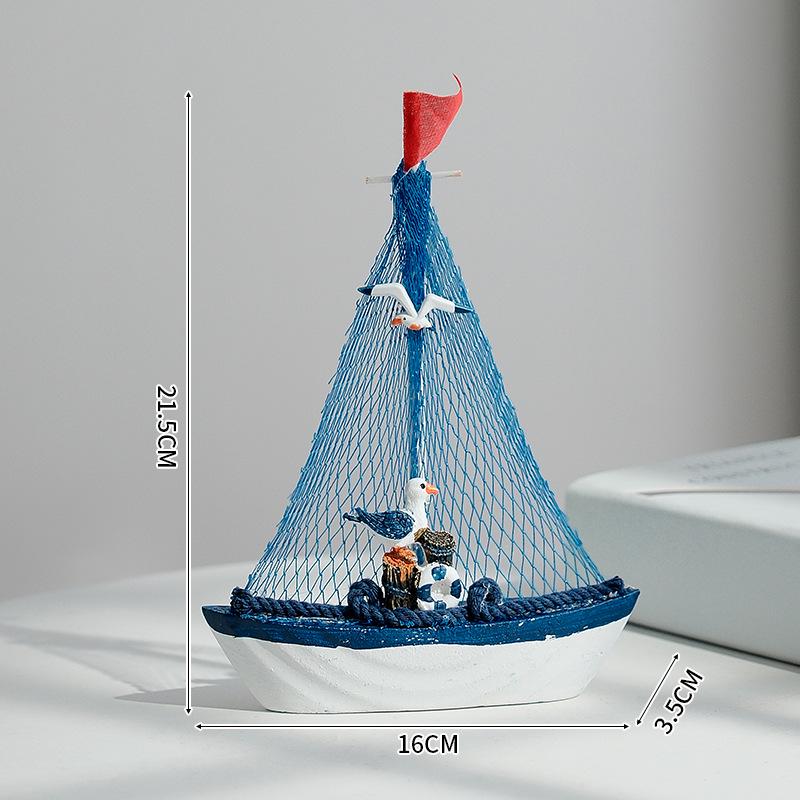 Porzellan Segelschiff Modell im mediterranen Stil - Kreative Holz Heimdeko Ornamente