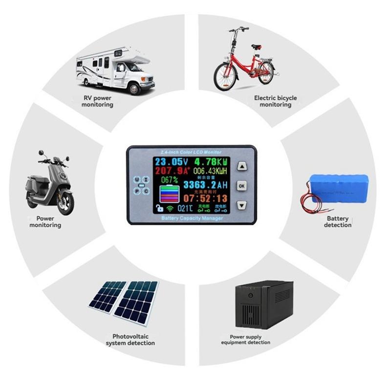 NEU-Kabelloser Bluetooth Coulometer Batteriekapazitätstester Amperemeter Voltmeter Mit 2,4-Zoll-Farbbildschirm Für Elektroauto Wohnmobil