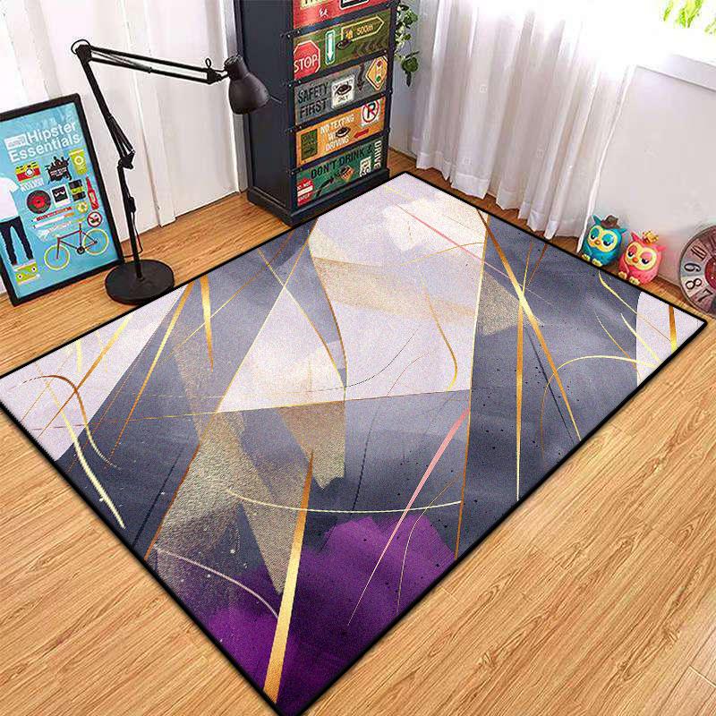 Modern Geometric Flannel Carpet Living Room High-end Luxury Hairless Tea Table Rug Bedroom Anti-slip Large Area Mat Cloakroom
