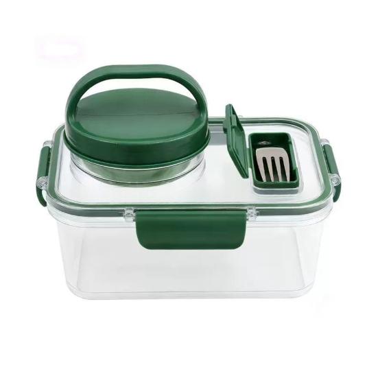 1/2Pcs Salad Jar Built-In Series Meal Prep Container with Dressing Cup Fork Leakproof Airtight Food Storage Box Picnic Portable Freshness