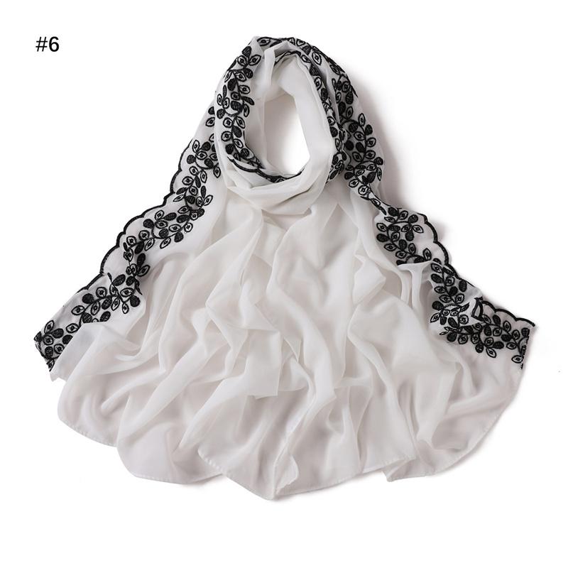 Fashion Lace Stitch Floral Bubble Chiffon Hijab Ramadan Beach Cover Shawls Women Sunscreen Headscarf Outdoor Windproof Head Wrap