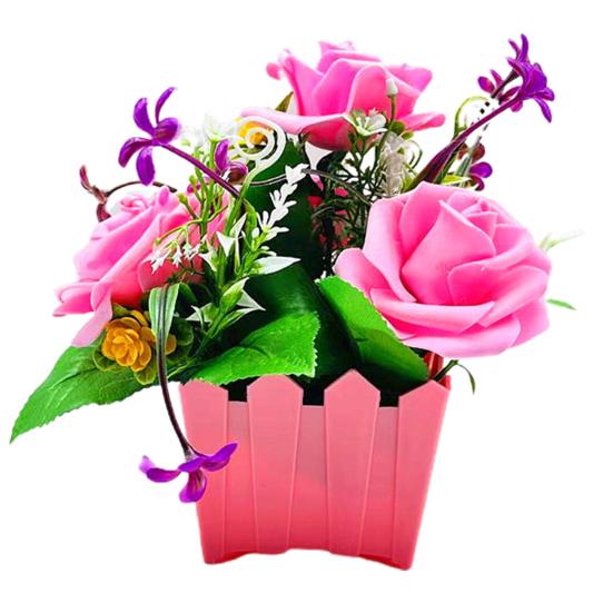 Künstliche Blume, realistische Gartenarbeit, UV-beständig, schick, Balkon, charmante Topf-Fake-Rosenblume, Urlaubszubehör