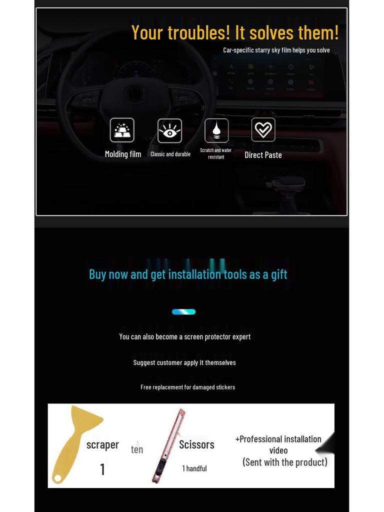 Starry Sky Frosted Wrap for 2020 Denza X Console - Damage-Free Replacement